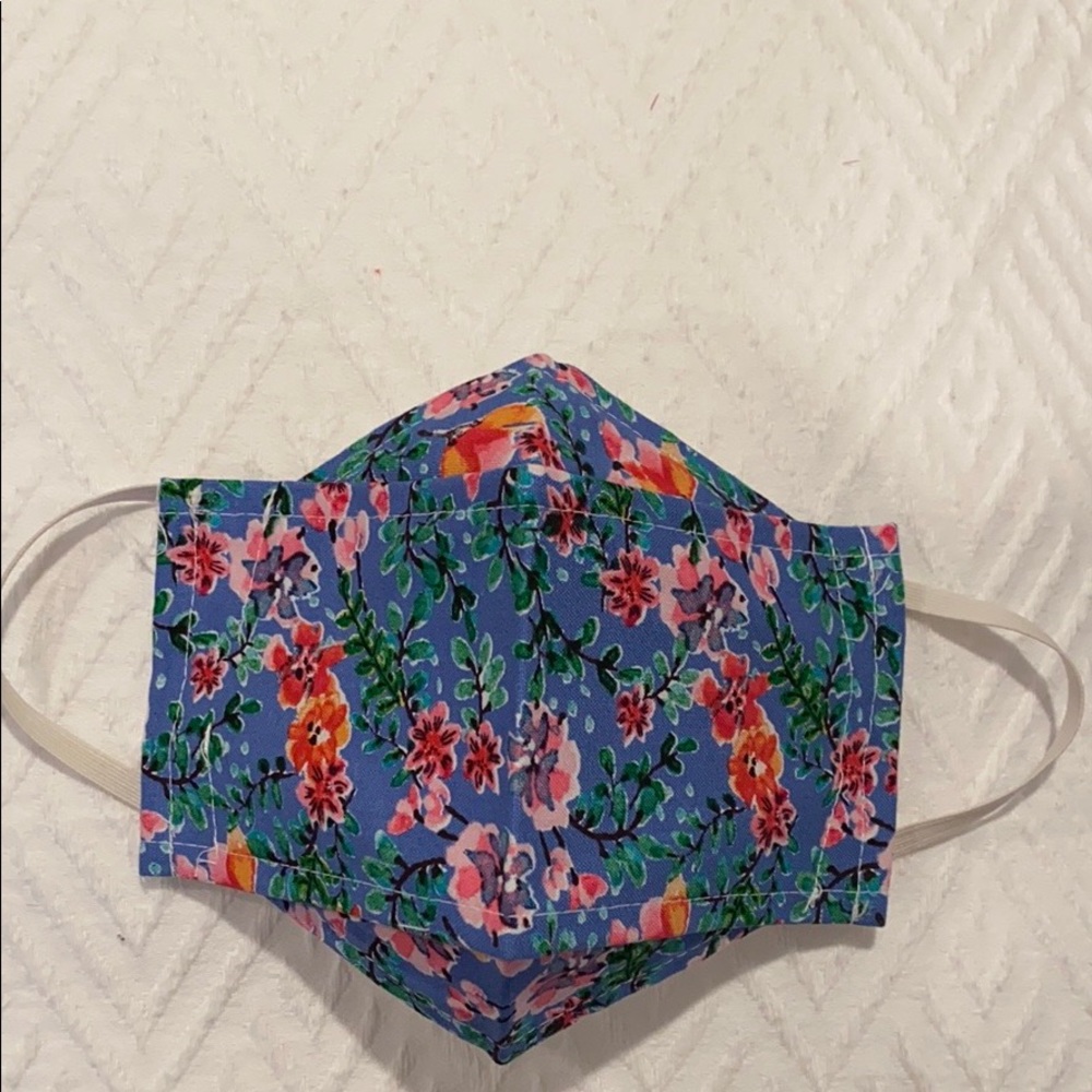 3d cloth face mask blue with flowers